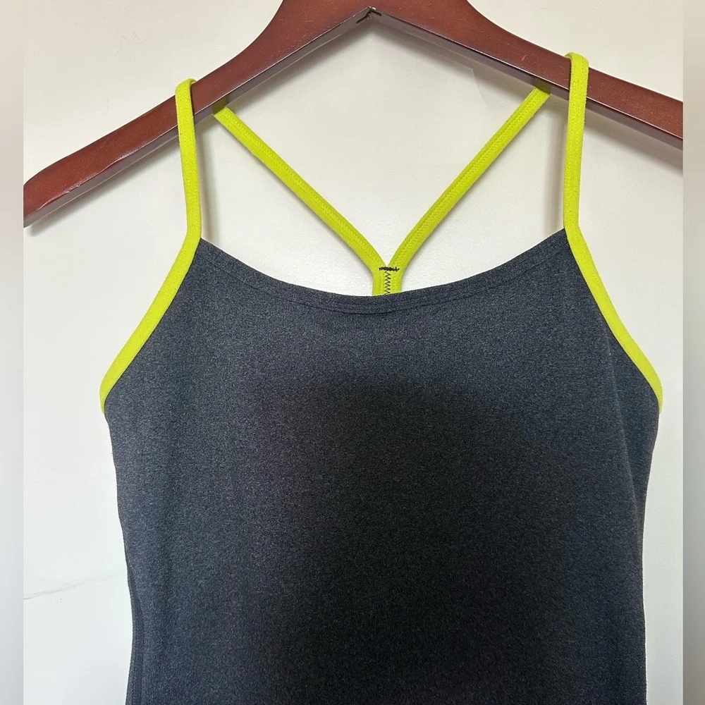 lululemon athletica Gray Tank Top with‎ Yellow Straps women size 6